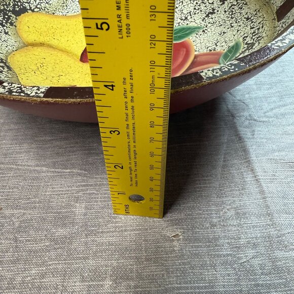 Decorative Wooden Bowl Painted Fruit Apple Pear Design Farmhouse Rustic Decor - Picture 11 of 16